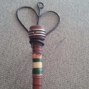 Vintage Bobbin/Wood Mill Spool + Heart Hanger